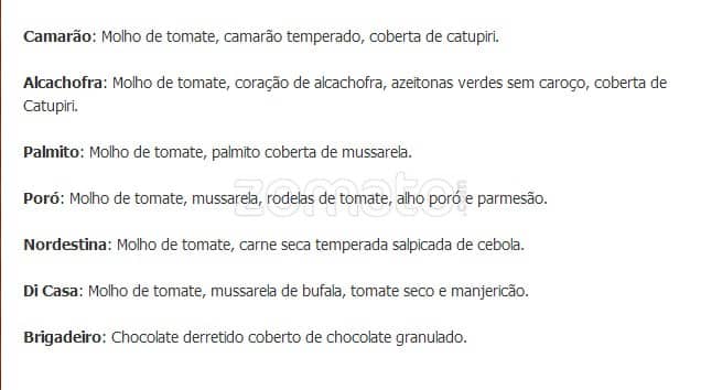 Pizza Chena cardápio