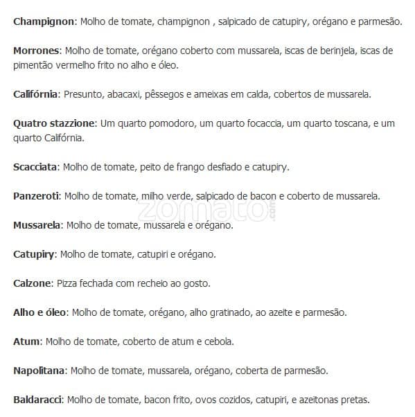 Pizza Chena cardápio