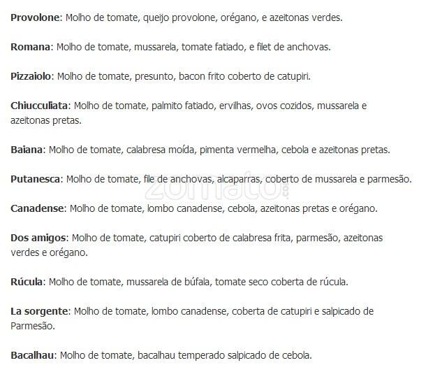 Pizza Chena cardápio