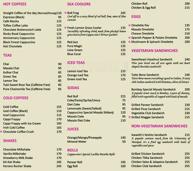 Cappuccino Blast a Lucknow Foto del Menu con Prezzi Zomato