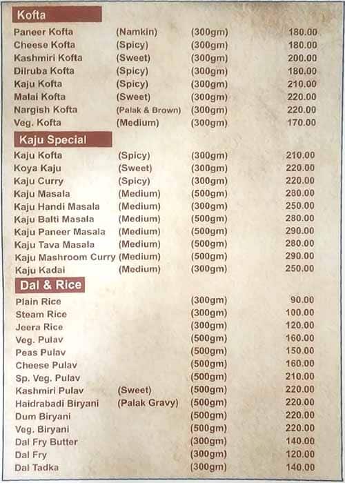 Joy Restaurant menu