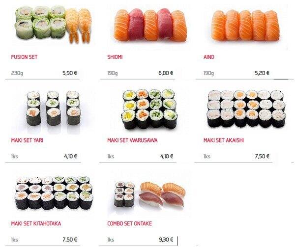 Carta de Sushi Time Malý trh