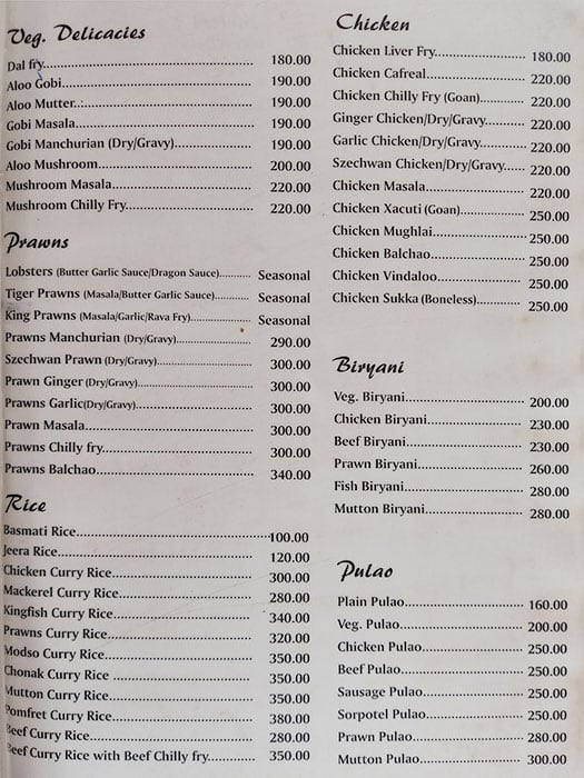 George Restaurant & Bar menu