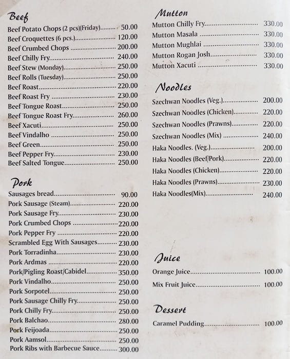 George Restaurant & Bar menu