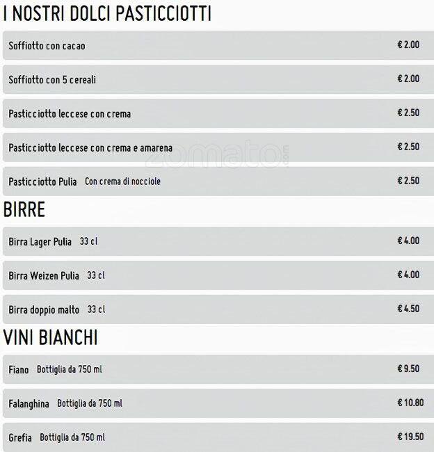 Menu di Pulia 