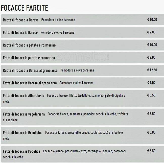 Menu di Pulia 