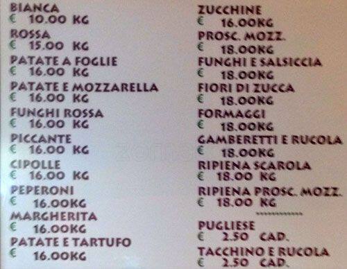 Menu di Pizza Dal 1960 