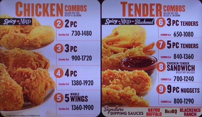 popeyes chicken menu