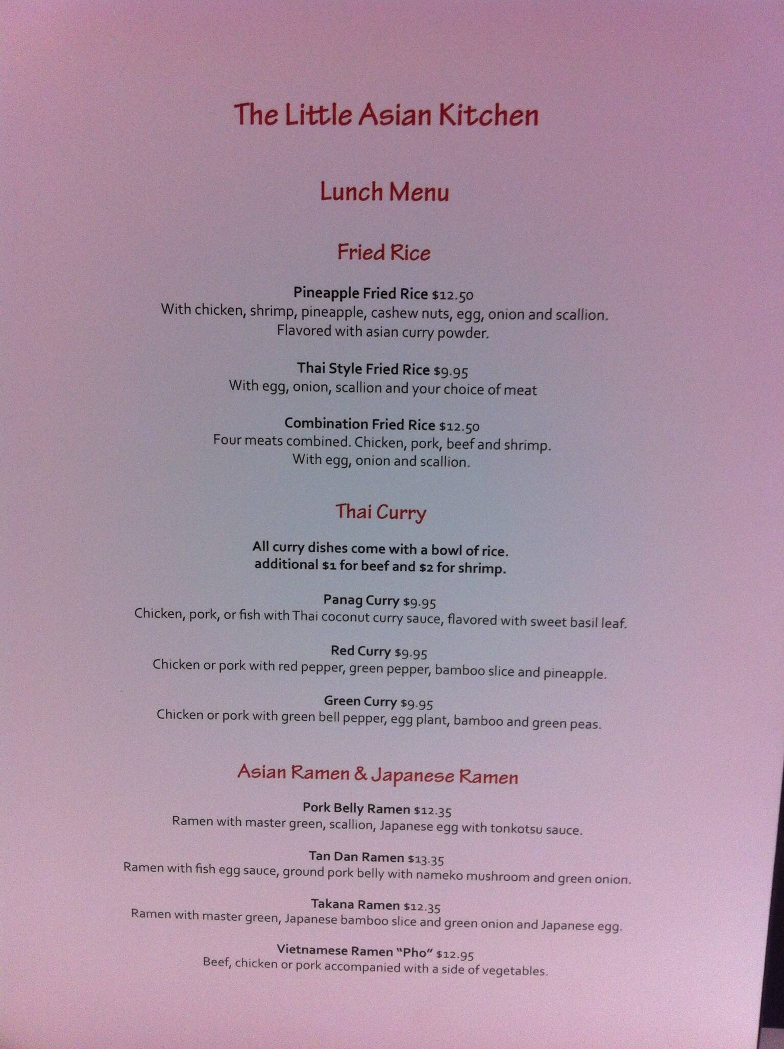 The Little Asian Kitchen Menu Menu For The Little Asian Kitchen Coral Way Miami