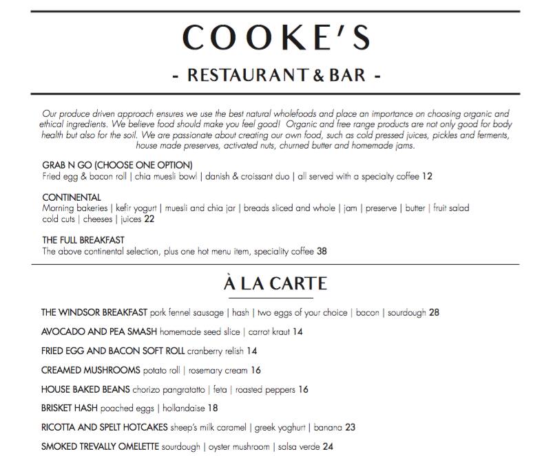 Cooke's Restaurant & Bar Menu Menumania/Zomato