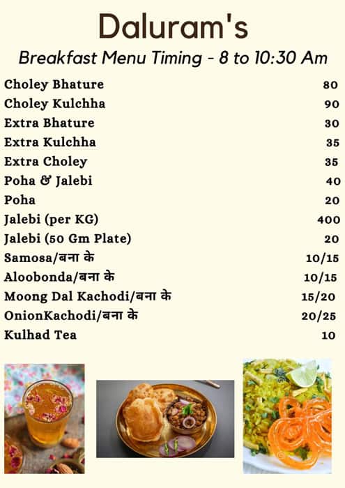Dalurams menu