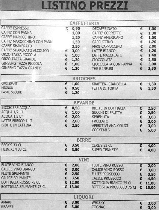 Menu di Emporium Bar Tabacchi 