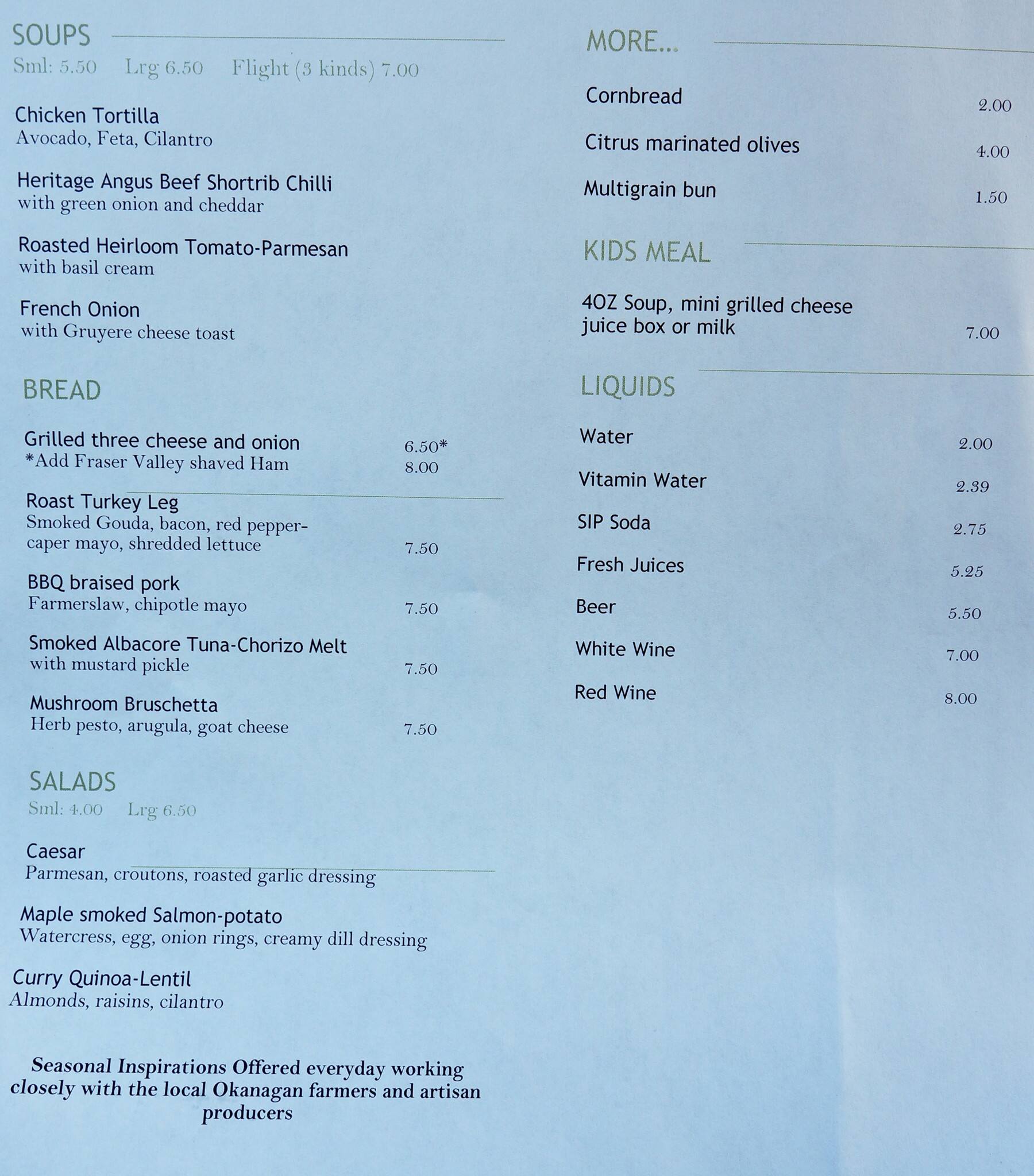 Menu at BRODO Kitchen restaurant, Penticton