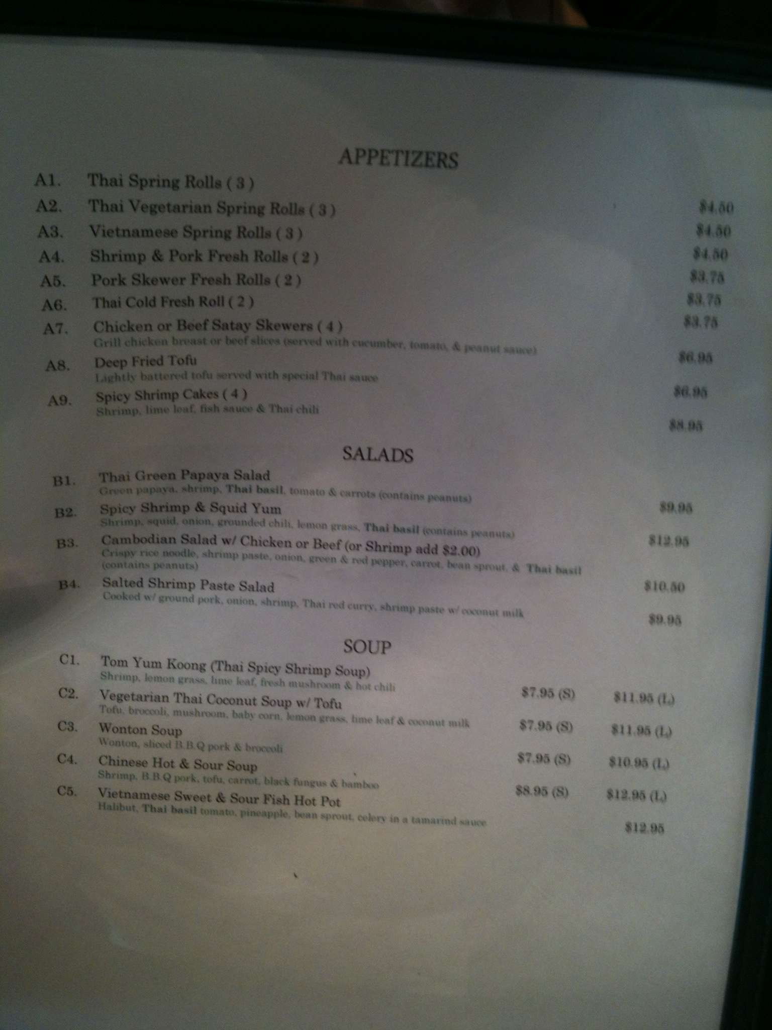 Carta Del Restaurante Thai Basil Regina