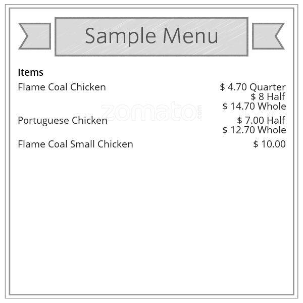 Flame Coal Chicken Menu, Menu for Flame Coal Chicken, Hurstville