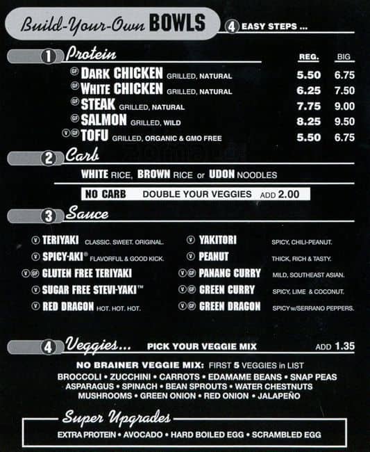 Menu at Tokyo Joe's Cornerstar restaurant, Aurora, S Cornerstar Way