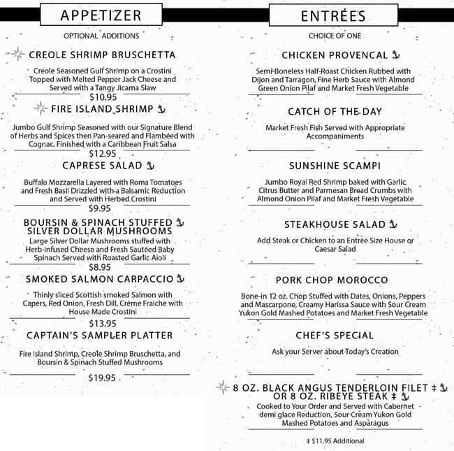 yacht starship brunch menu