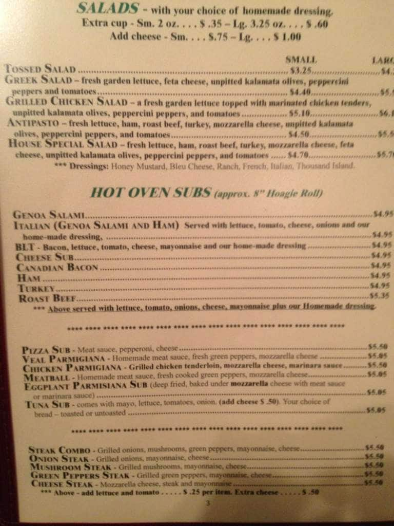 Italian Garden Restaurant Menu