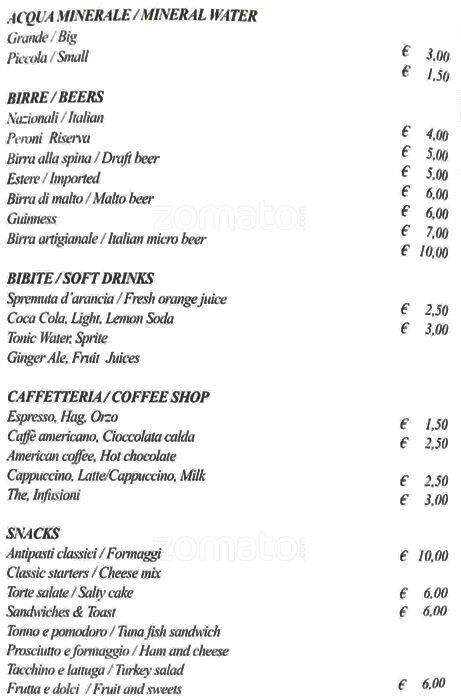 Menu di 9Hotel Cesàri 