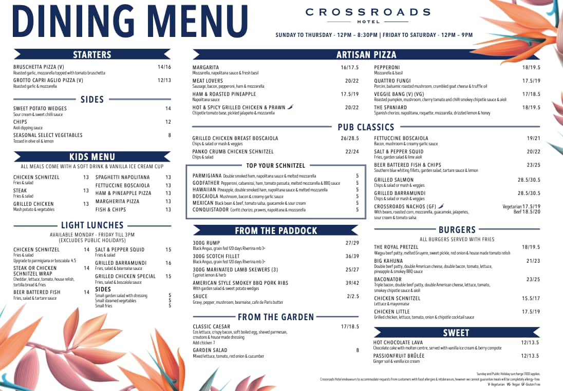 Menu at Crossroads Hotel pub & bar, Casula