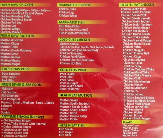 Sardar A Pure Meat Shop Menu, Menu for Sardar A Pure Meat Shop, Rajouri