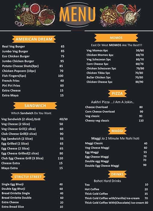 Menu of Quick Bites Cafe, Pashan, Pune