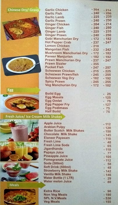 Madurai Kannappar Mess menu