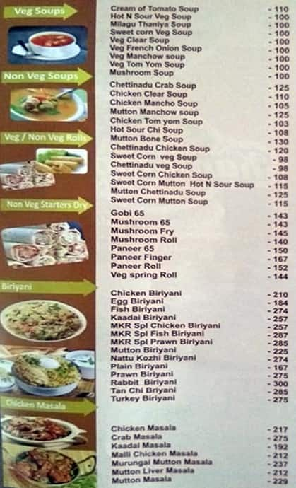 Menu at Madurai Kannappar Mess Maduravoyal, Chennai, Chennai