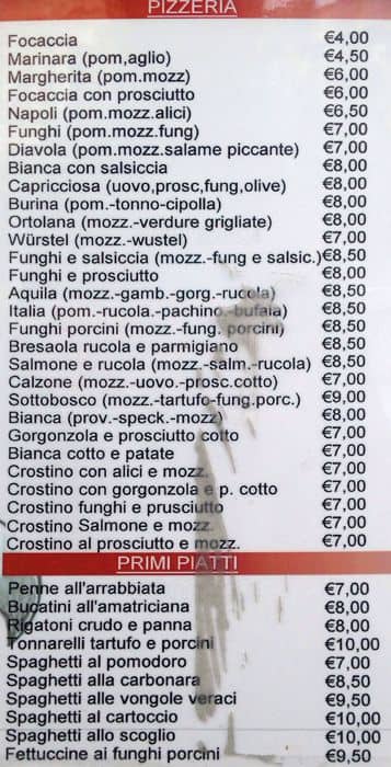 Menu di Ristorante Aquila 
