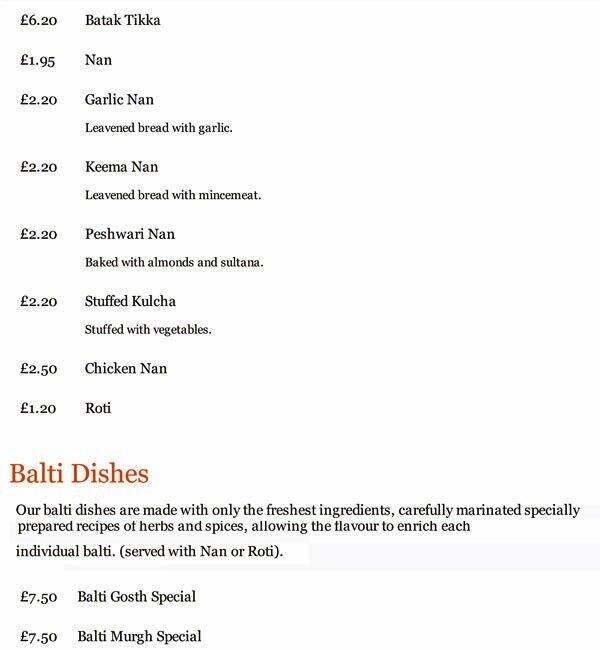 Menu At Asif Balti House Beddington Restaurant Croydon menu-at-asif-balti-house-beddington-restaurant-croydon