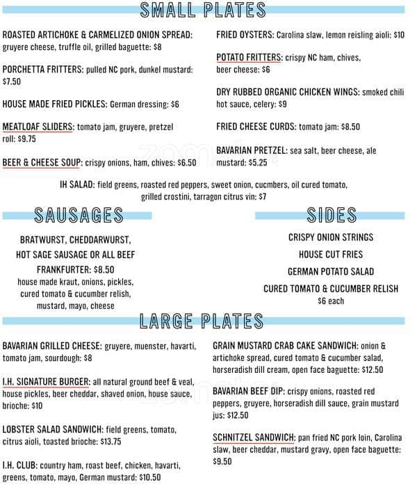 Idle Hour Biergarten Menu, Menu for Idle Hour Biergarten, Atlantic ...