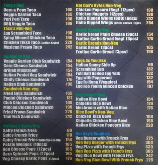 Hot Days Burger Menu, Menu for Hot Days Burger, Madhapur, Hyderabad ...