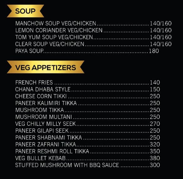 Menu of Shamiyana, Kharghar, Navi Mumbai