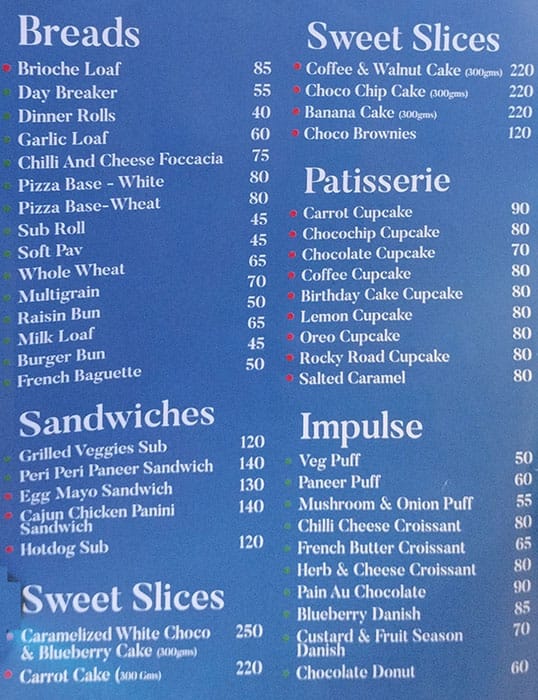 Menu of French Loaf, Anna Nagar East, Chennai