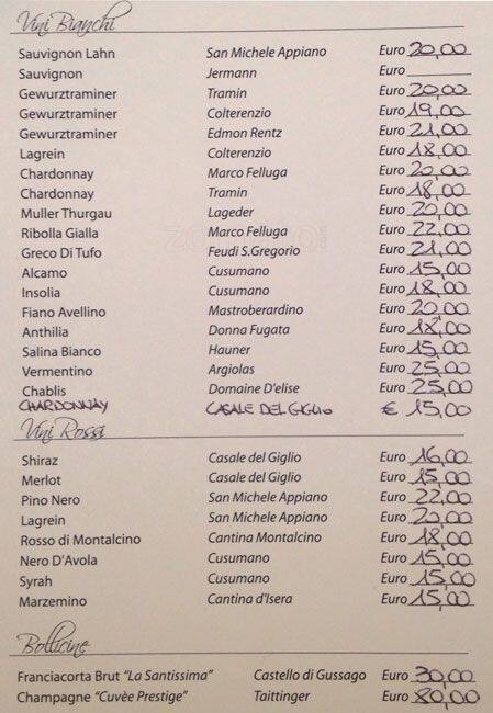 Menu di Seconda Dimora Bistrot 