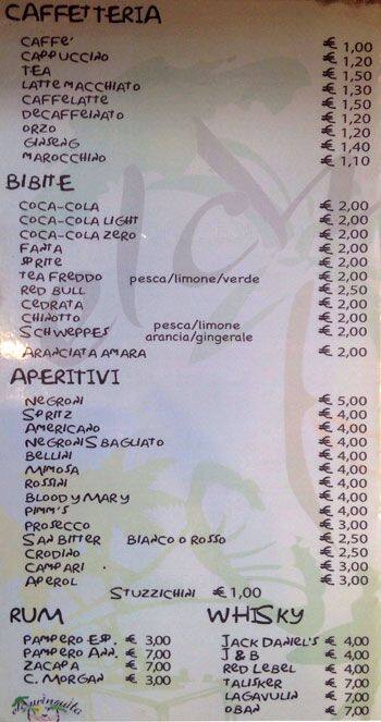 Menu di El Chiringuito Libre 
