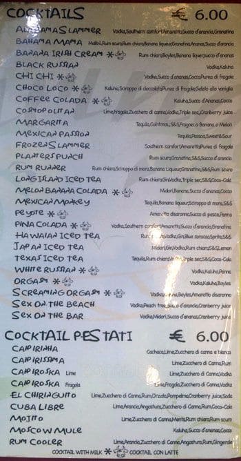 Menu di El Chiringuito Libre 