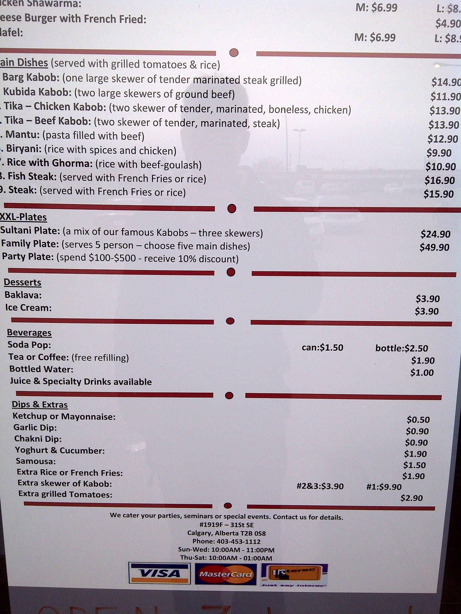 Carta de Pyramids Halal Restaurant