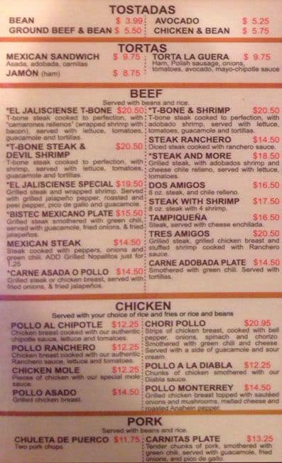El Jalisciense menu