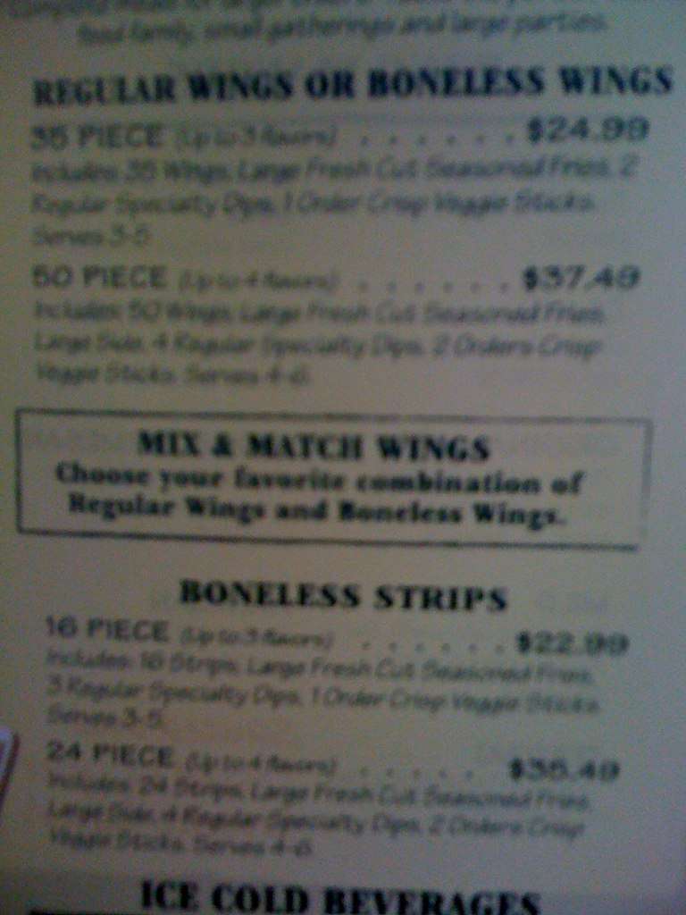 Wingstop меню