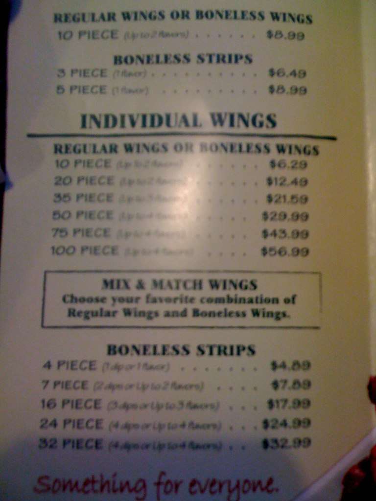 Wingstop меню