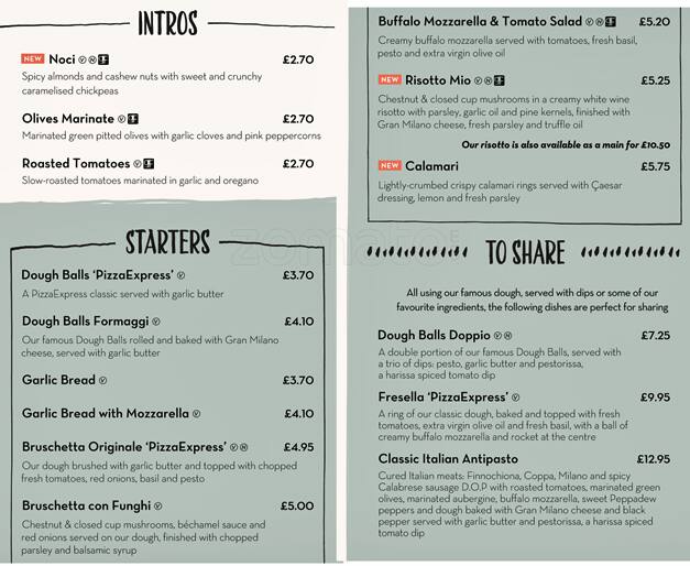 Pizza Express Menu, Menu for Pizza Express, Derby, East Midlands ...