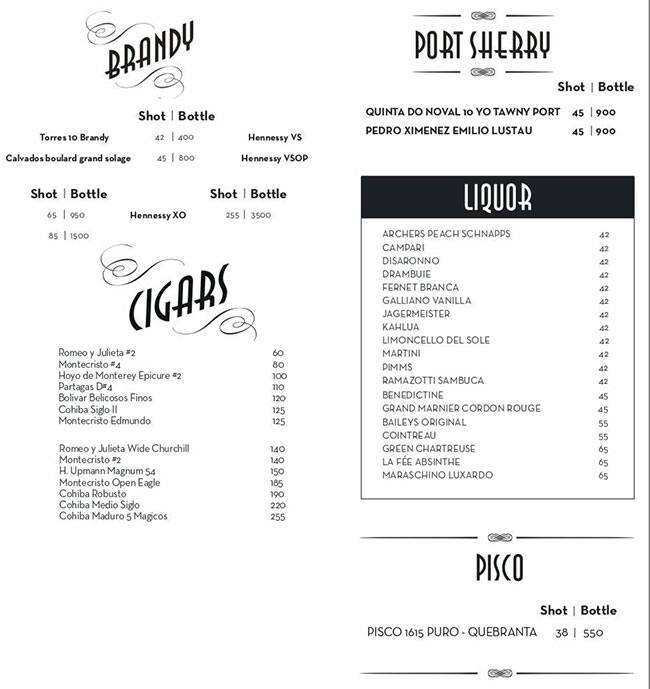 Menu at Flashback Speakeasy Bar & Lounge, Paramount Hotel Dubai, Dubai