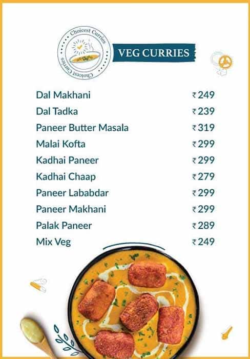 Ghee and Turmeric menu
