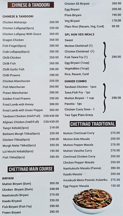 Nattarasan menu