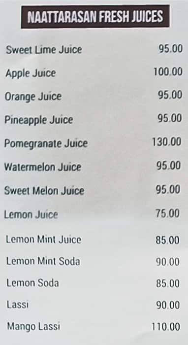 Nattarasan menu