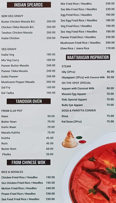 Nattarasan menu