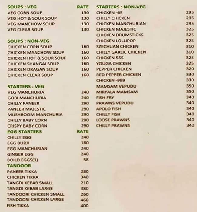 Moghul’s Paradiez Restaurant menu