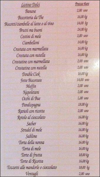 Menu di Fonte del Pane 