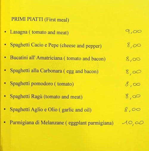 Menu di Zero Folle 